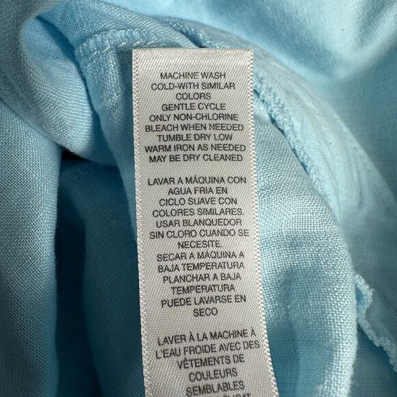 Chico's 100% Linen Jacket Size 3 US X Large 16 Blue Zip Up 3/4 Sleeve Coat Top - Picture 7 of 7